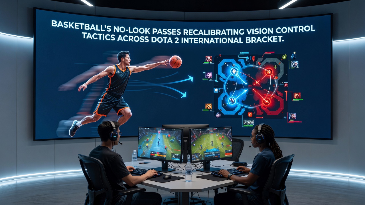 Close-up of Dota 2 support player using misdirection techniques during a vision control sequence in a professional match