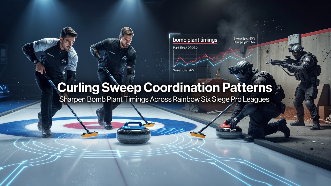 Curling sweep coordination in action during a professional match