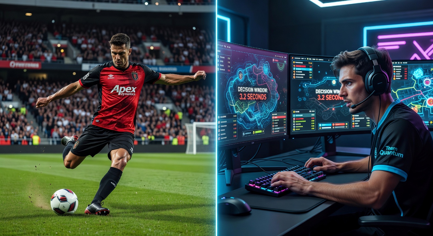 Close-up of an esports competitor reviewing tactical overlays during a high-pressure round