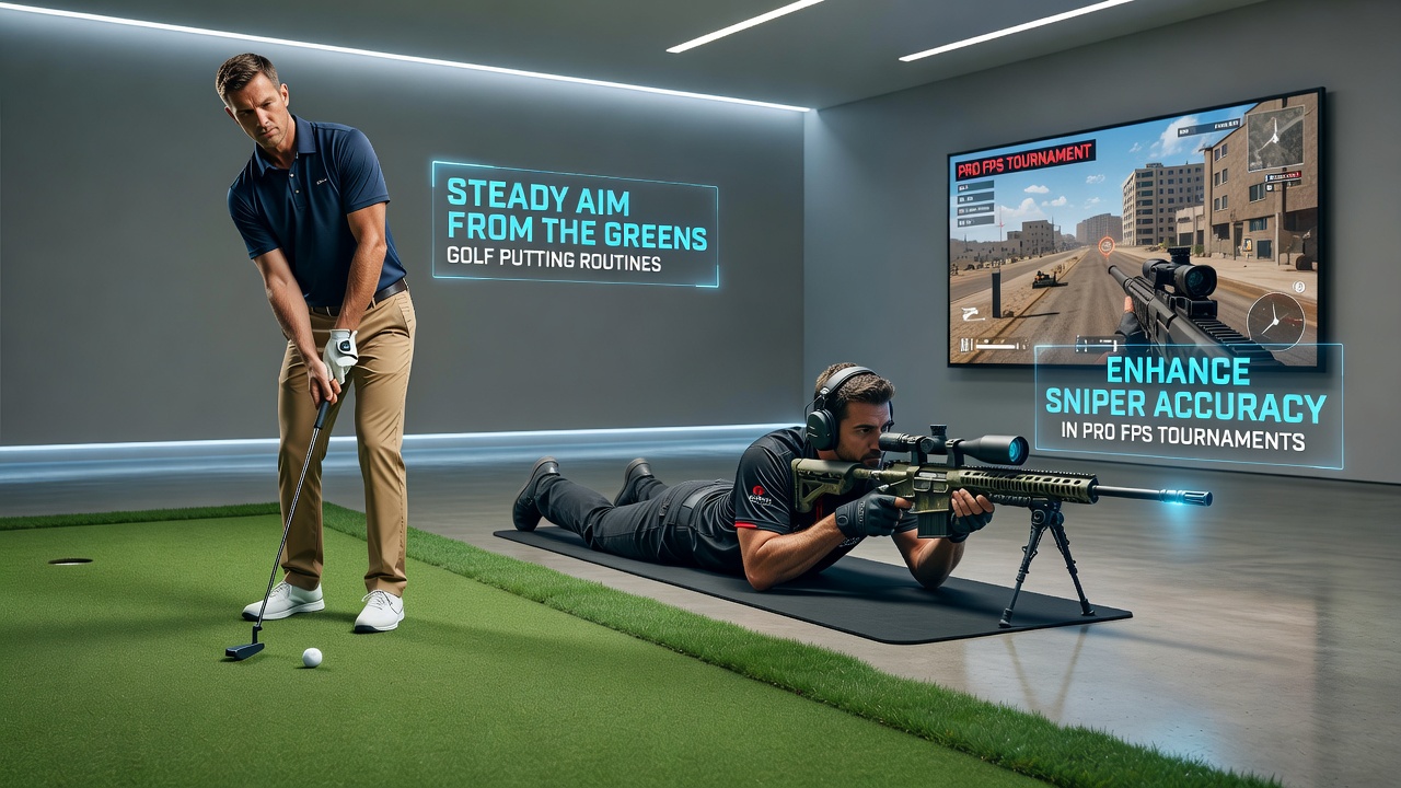 Professional golfer demonstrating putting routine on green with steady posture and focused alignment