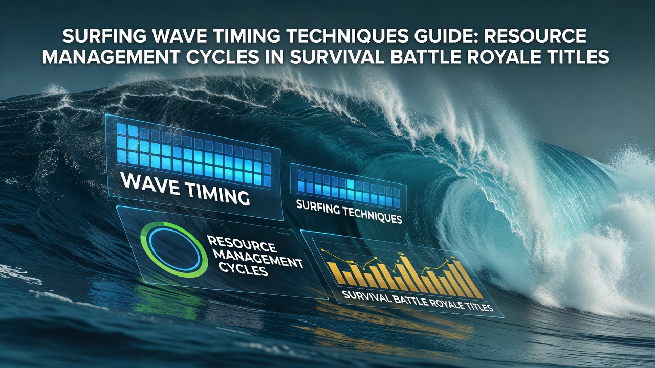 Surfer catching a wave at dawn illustrating timing precision that parallels resource management in battle royale games