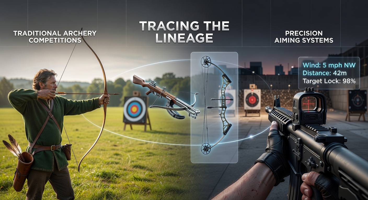 Traditional archers competing in a historic longbow tournament with focused aiming stances